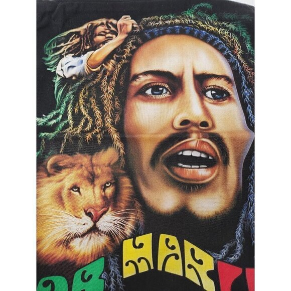 Bob Marley Unisex Backpack Too Sided Graphic Canvas Drawstring 18"x15" - Picture 2 of 8